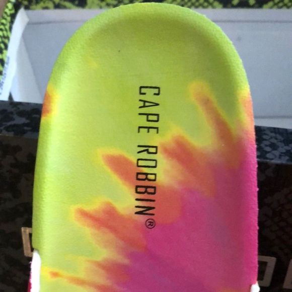 Cape Robbin tie dye pink yellow buckle slide sandal - Picture 3 of 8